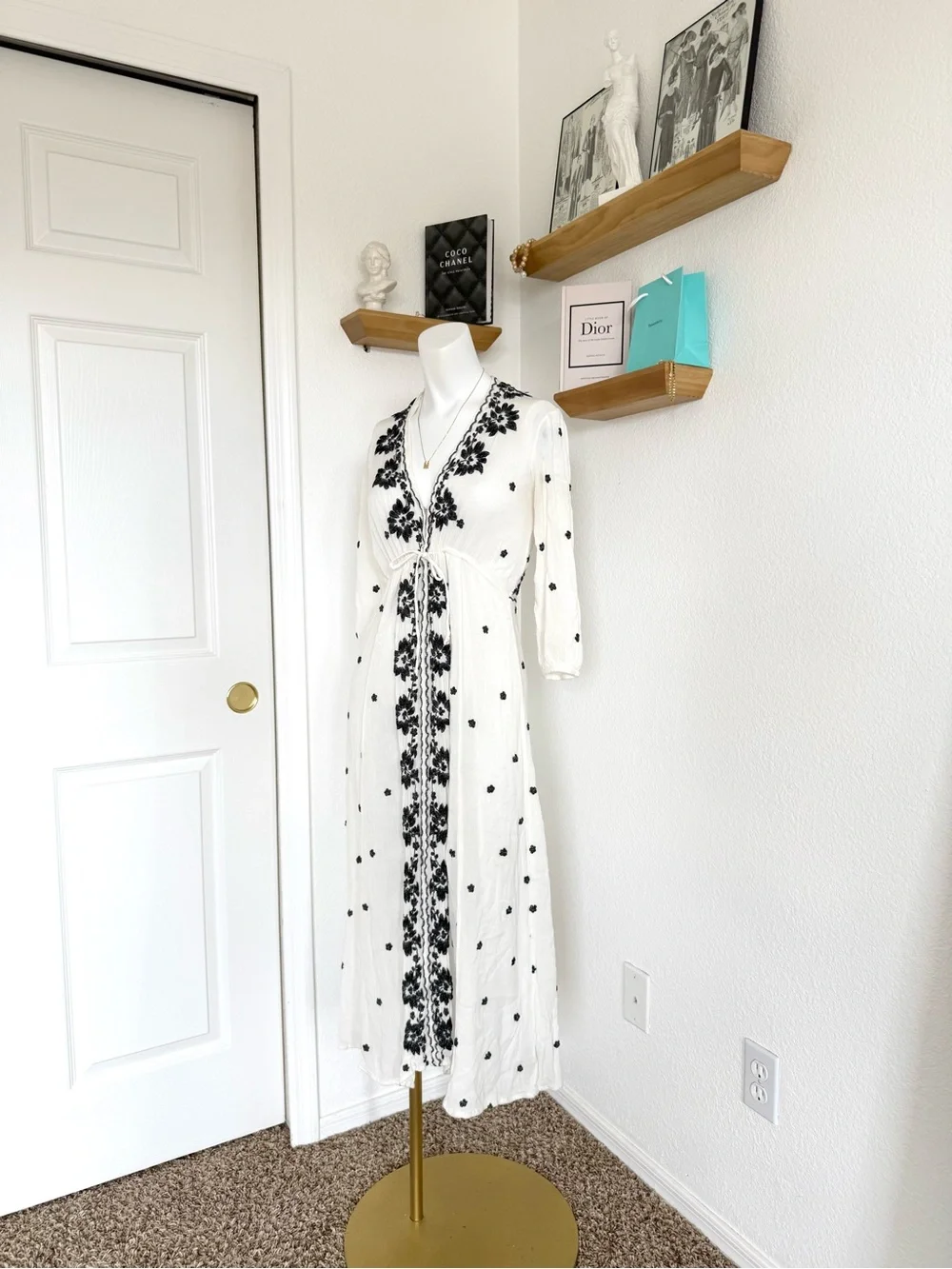 NWT Free People Embroidered Fable Midi Dress SIZE XS